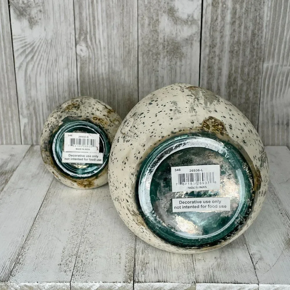 Funky Birch Wood Glass Bud Vases Set of 2